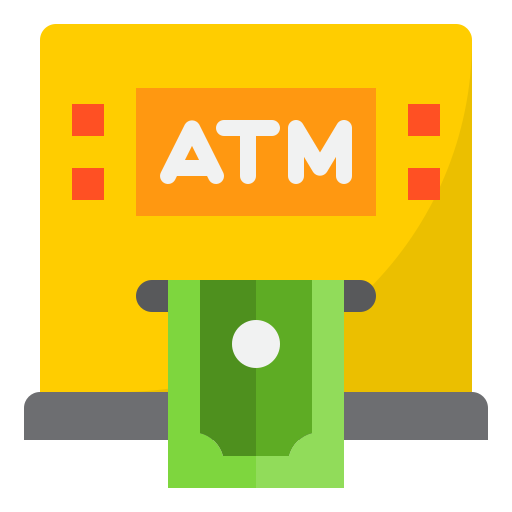 geldautomaat srip Flat icoon