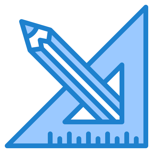 Pencil and ruler srip Blue icon