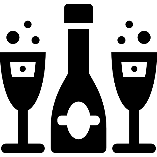 Wine bottle and glasses  icon