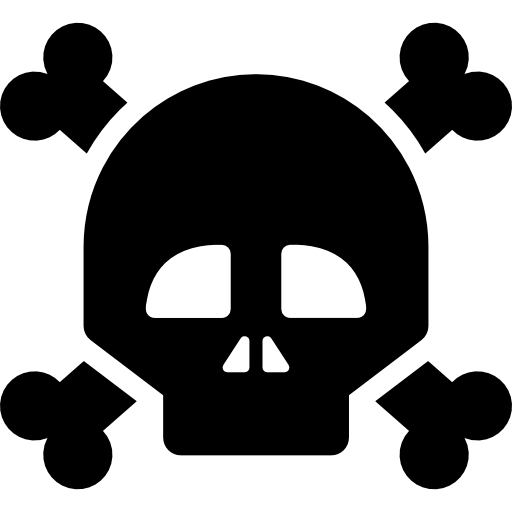 schedel en gekruiste knekels  icoon