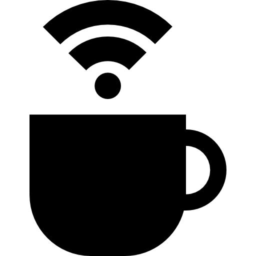 Coffee cup with wireless symbol  icon