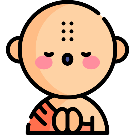 buddista Kawaii Lineal color icona
