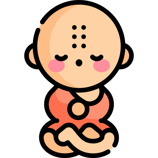 buddista Kawaii Lineal color icona