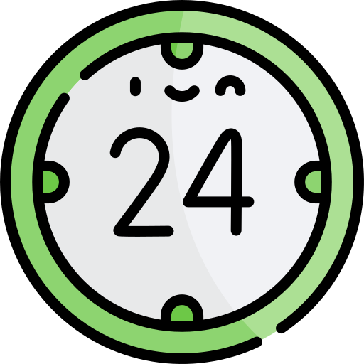 24 시간 Kawaii Lineal color icon