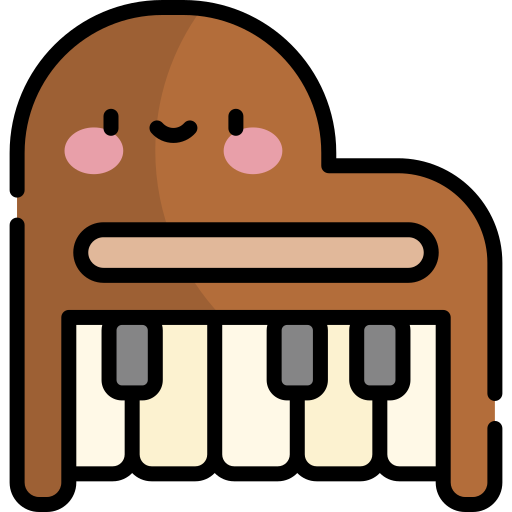 piano Kawaii Lineal color icono