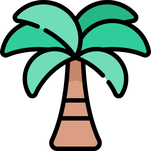 drzewo palmowe Kawaii Lineal color ikona