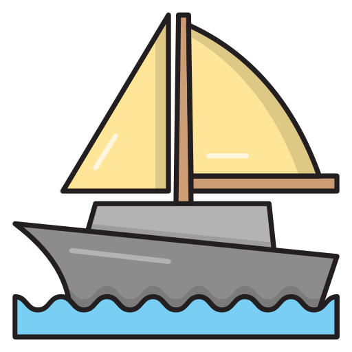 yacht Vector Stall Lineal Color icon