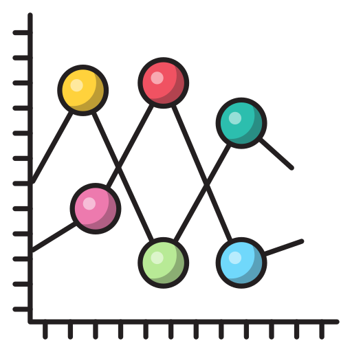 折れ線グラフ Vector Stall Lineal Color icon