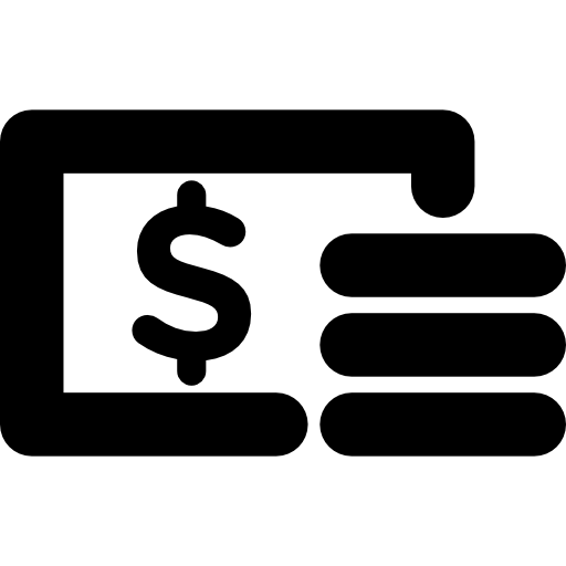 bill met dollarteken en munten  icoon