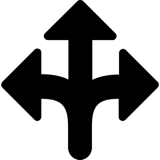 kruispunt in drie richtingen  icoon
