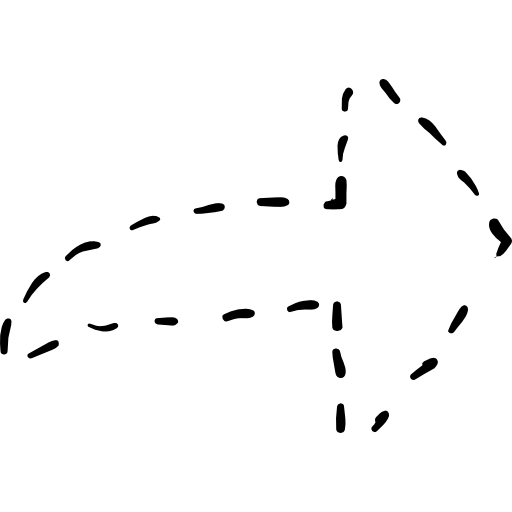 flecha hacia adelante con línea discontinua Hand Drawn Black icono