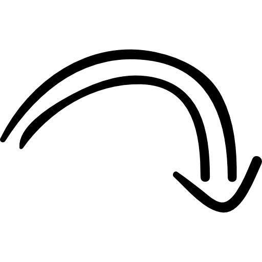 neerwaartse rotatie Hand Drawn Black icoon