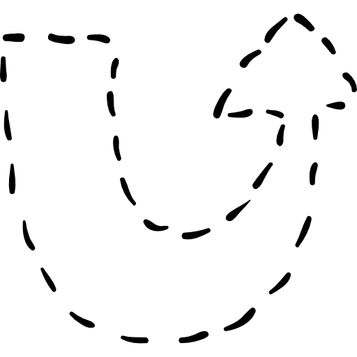 rotación ascendente con línea discontinua Hand Drawn Black icono