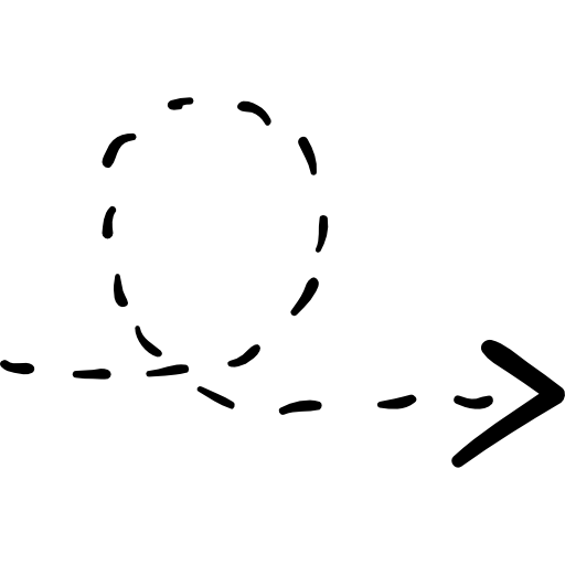 Rotated right arrow with broken line Hand Drawn Black icon