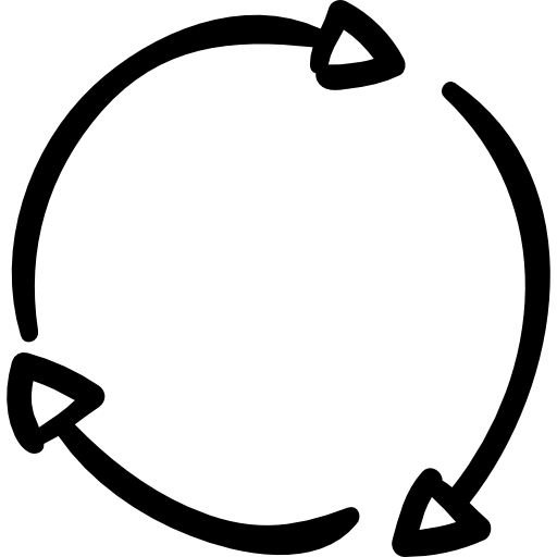 seta circular Hand Drawn Black Ícone
