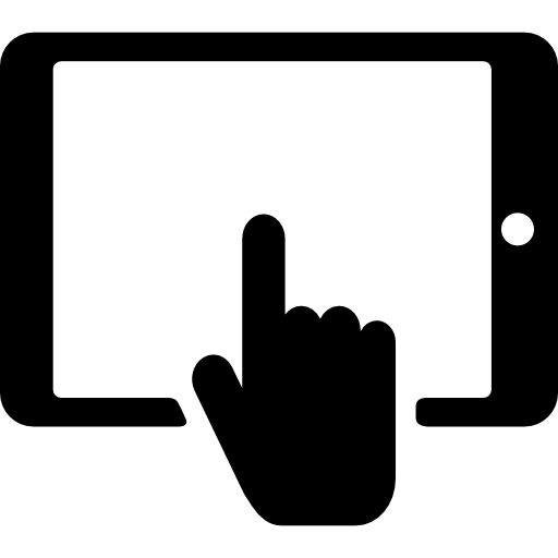 ręka dotyka ekranu tabletu Basic Rounded Filled ikona