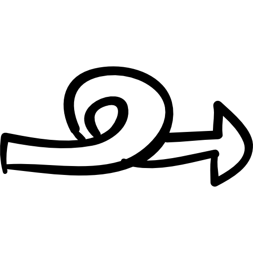 flecha derecha con giro Hand Drawn Black icono