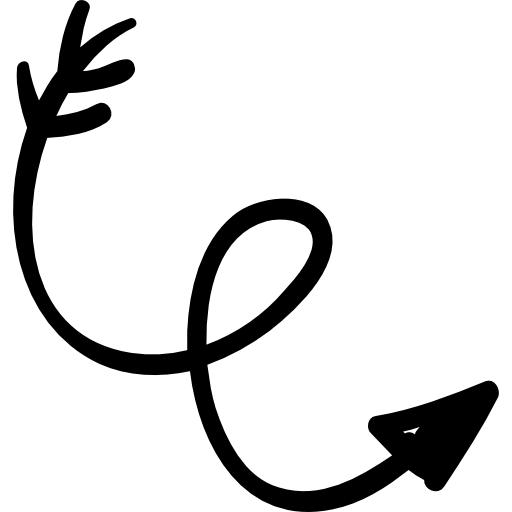 flecha con garabatos Hand Drawn Black icono