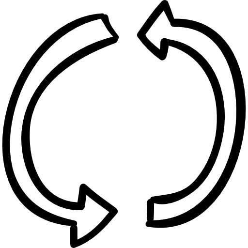 flechas de bucle Hand Drawn Black icono