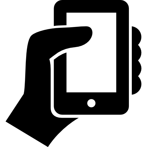 hand die een smartphone omhoog houdt  icoon