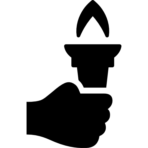 Hand holding up a torch  icon