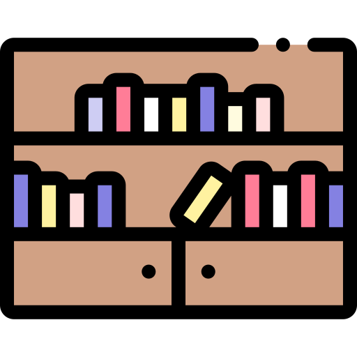 Bookshelf Detailed Rounded Lineal color icon