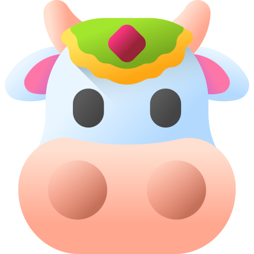 vaca 3D Color icono