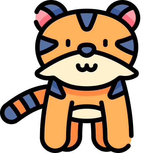 tijger Kawaii Lineal color icoon