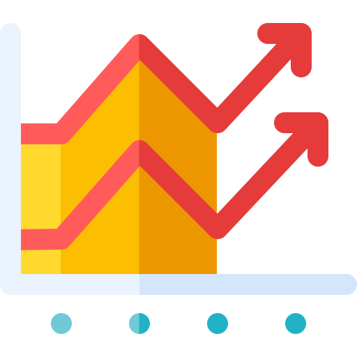 graphique en ligne Basic Rounded Flat Icône