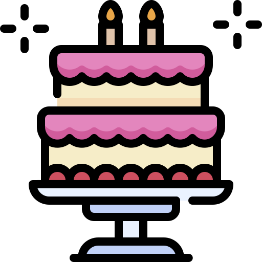 torta di compleanno Generic Outline Color icona