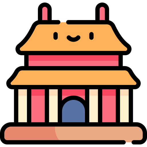 tempio cinese Kawaii Lineal color icona