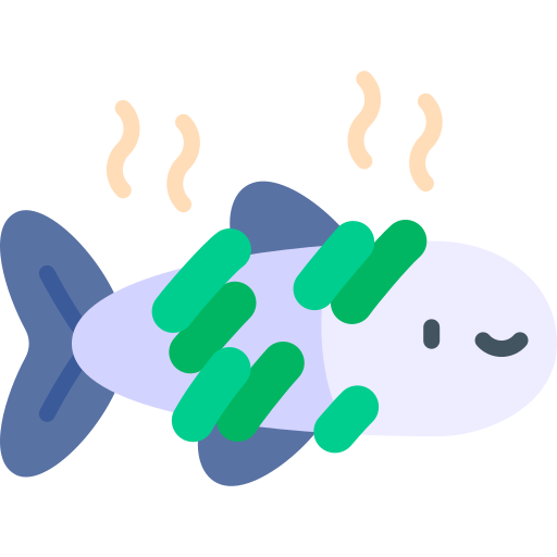 Steamed fish Kawaii Flat icon