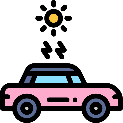 coche de energía solar Detailed Rounded Lineal color icono