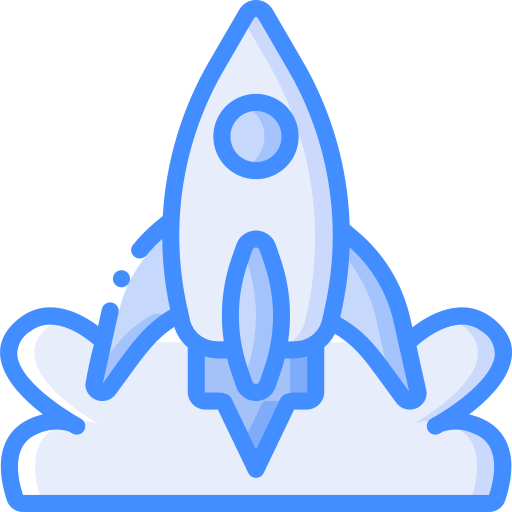 Rocket launch Basic Miscellany Blue icon