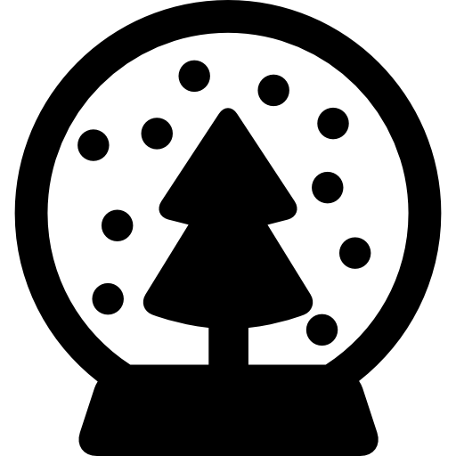 kryształowa kula z drzewem i śniegiem  ikona