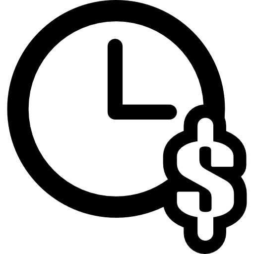 reloj con símbolo de dólar  icono