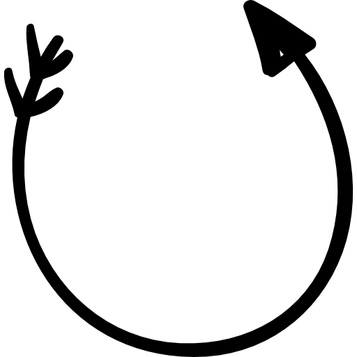 freccia sinistra rotante Hand Drawn Black icona