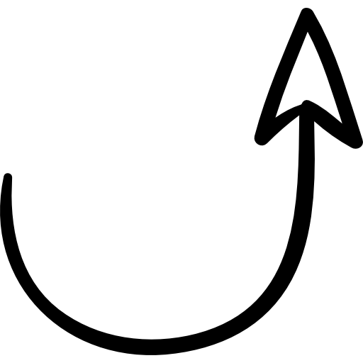 freccia semicircolare verso l'alto Hand Drawn Black icona