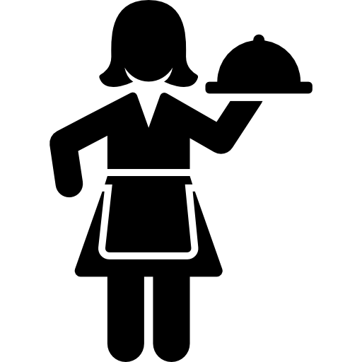 Woman with dish on her hand  icon