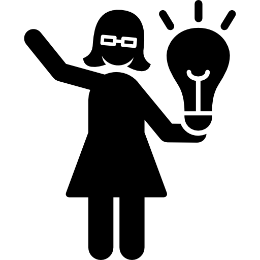donna con una lampadina  icona