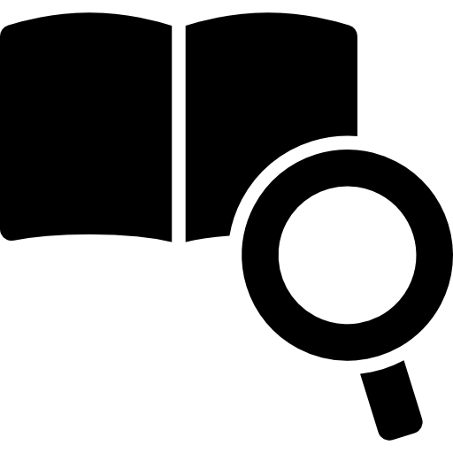 Magnifier and open book  icon