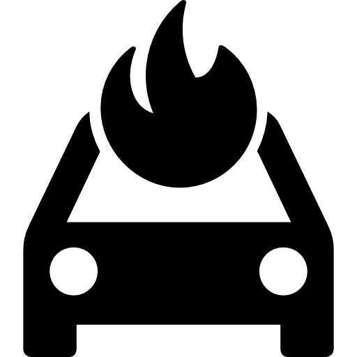 coche en llamas  icono
