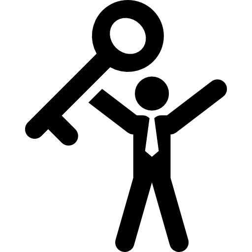 zakenman en sleutel  icoon