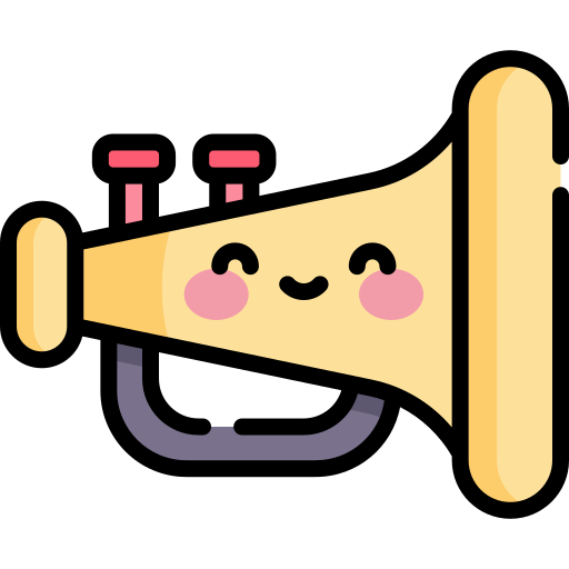 trompeta Kawaii Lineal color icono