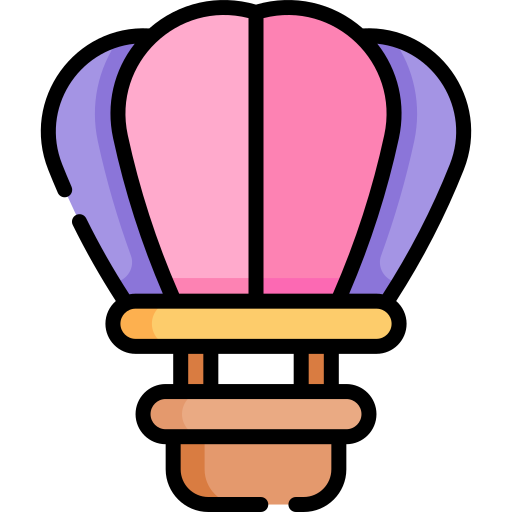 Hot air balloon Kawaii Lineal color icon