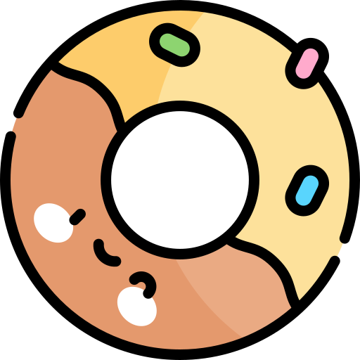 donut Kawaii Lineal color icoon