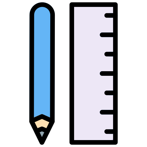 Pencil and ruler Generic Outline Color icon
