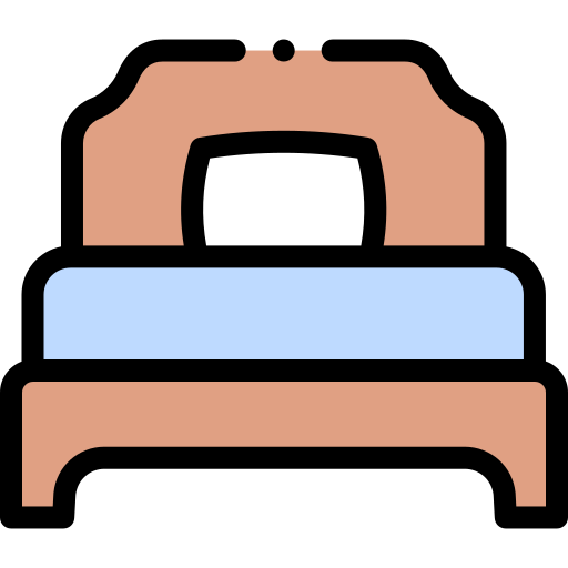 Single bed Detailed Rounded Lineal color icon