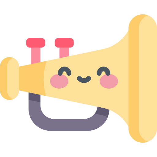 trompette Kawaii Flat Icône