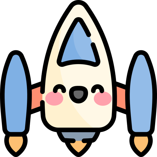 ruimteschip Kawaii Lineal color icoon